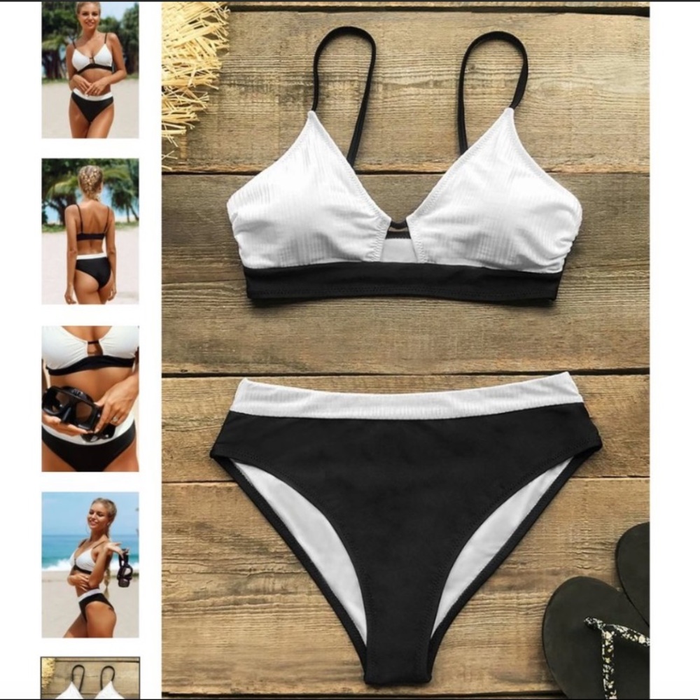 NWT | Cupshe Black & White Color-block Bikini